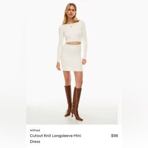 NWT Aritzia Wilfred Cutout Knit Longsleeve Mini Dress